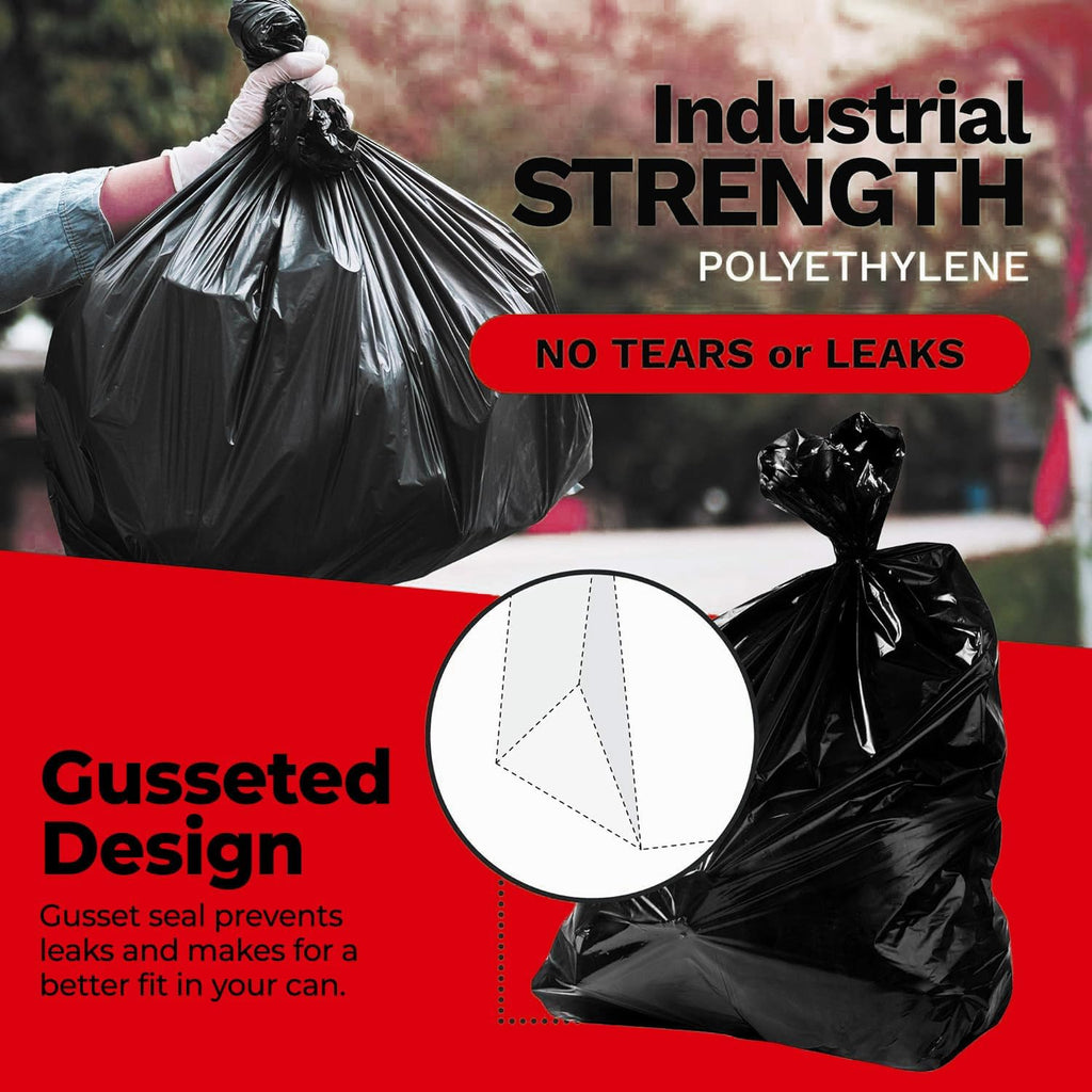 ToughBag Heavy Duty Trash Bags - 150 Count, 55-60 Gallon Large Black Garbage Bags | Made in USA