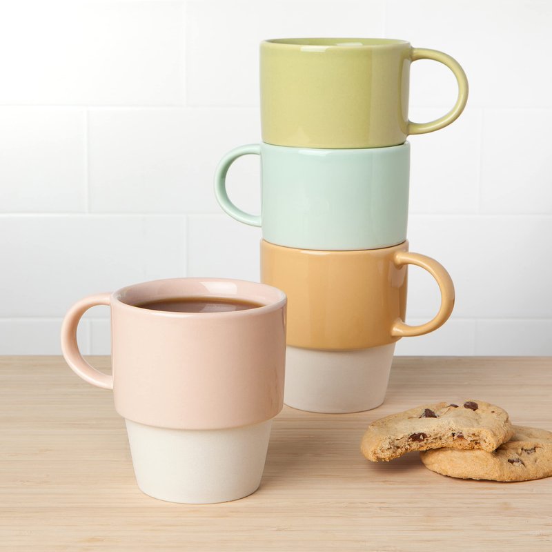 Now Designs Stoneware Nesting Mugs, Set of 4, Flora
