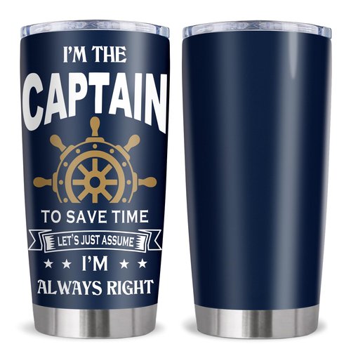 Ladyhold Gifts for Boat Owners, Boat Stuff Accessories Gift for Men, Christmas Captain Boater Gifts Tumbler 20Oz, Boating Captain Gift for Men