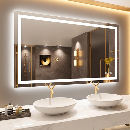 LOAAO LED Bathroom Mirror - 50" x 30" Dimmable, Anti-Fog, Backlit & Front Lit with Memory Function