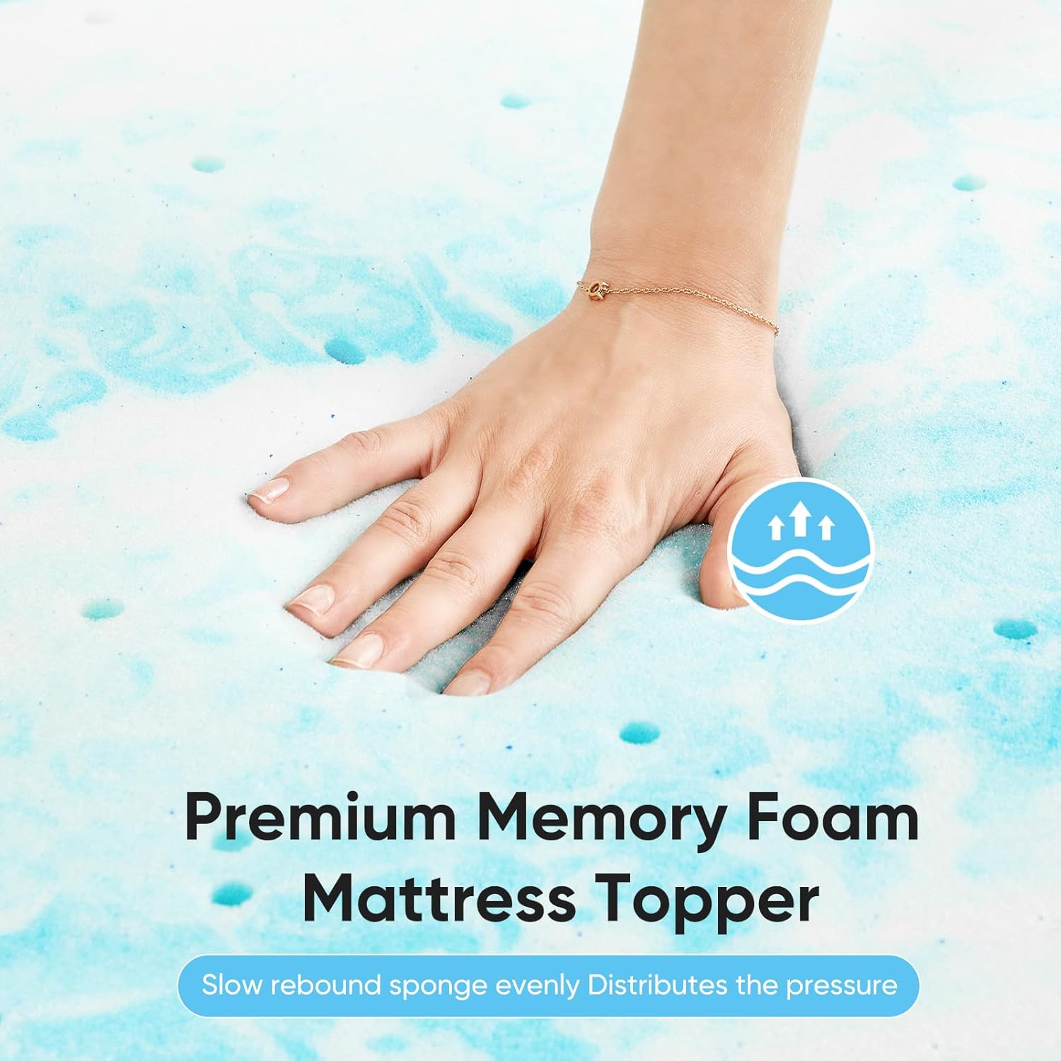 OLIXIS Gel Memory Foam Mattress Topper - 3 Inch Queen Size, Cooling & Pressure-Relieving, CertiPUR-US Certified