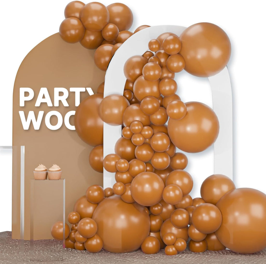 PartyWoo Tan Balloons - 120 Pcs Boho Neutral Latex Balloon Arch Kit | 18", 12", 10", 5" for Birthday & Baby Shower Decor