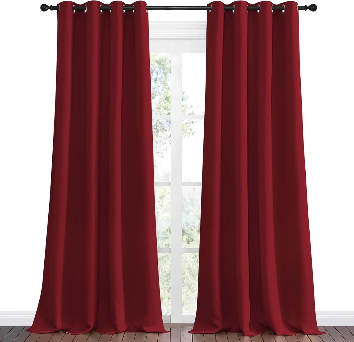 NICETOWN Burgundy Red Blackout Curtains - Grommet Top Thermal Insulated Draperies (55" x 90")