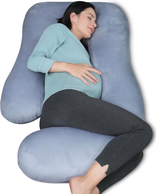 MOON PARK U-Shaped Pregnancy Pillow - Full Body Support for Back, Legs & Belly - 57 Inch - Grey