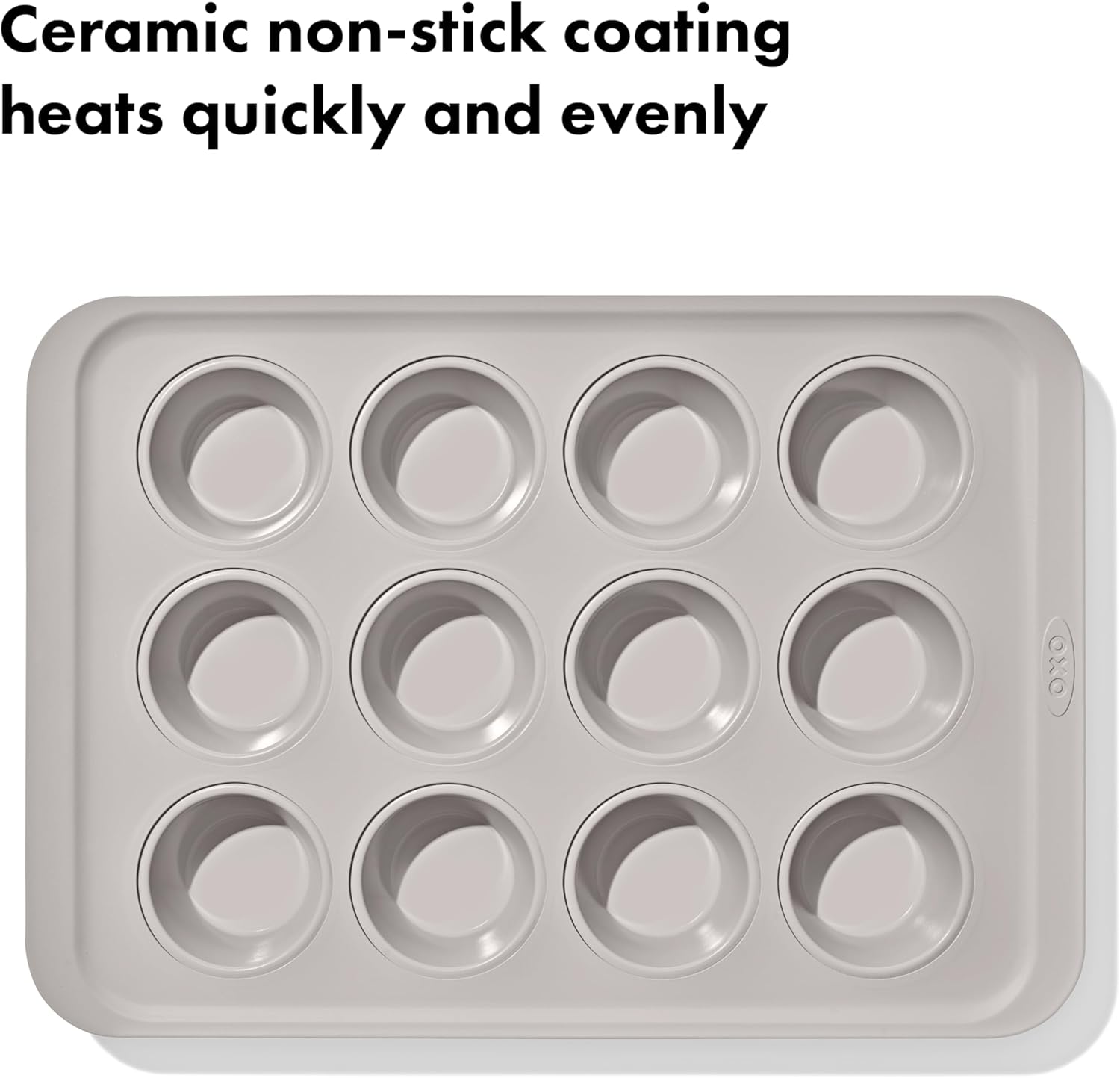 OXO Good Grips 12-Cup Non-Stick Muffin Pan - Ceramic Coated Metal Bakeware for Perfect Biscuits