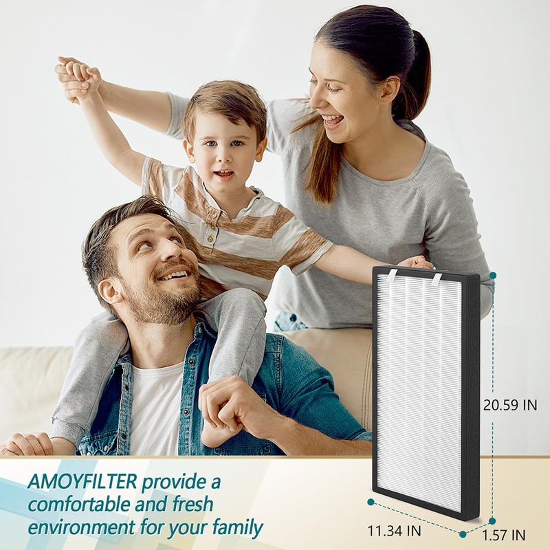 AMOYFILTER 2 Pcs HSP003 Replacement Filter Compatible with Hathaspace Air Puri-Fier Filters HSP003, 2 in 1 Premium HSP003 Filter for Cleaning the Air in Large Rooms, Making It More Efficient