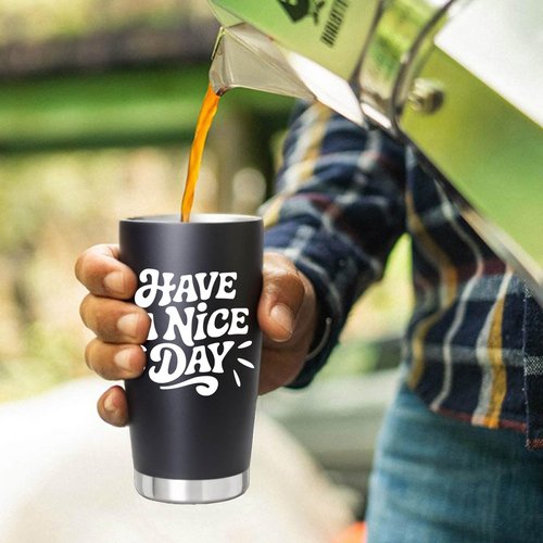 Vanteen White Elephant Gift for Adults - Have A Nice Day Funny Gag Gift Idea for Coworker, Best Friend, Men, Women - Travel Coffee Tumbler 20 oz, Stainless Steel Mug with Lid