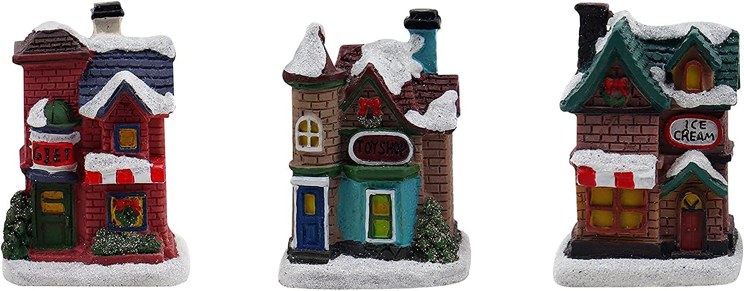 Skiennix Resin Christmas Village Set - Charming Figurines & Houses for Festive Indoor Decor