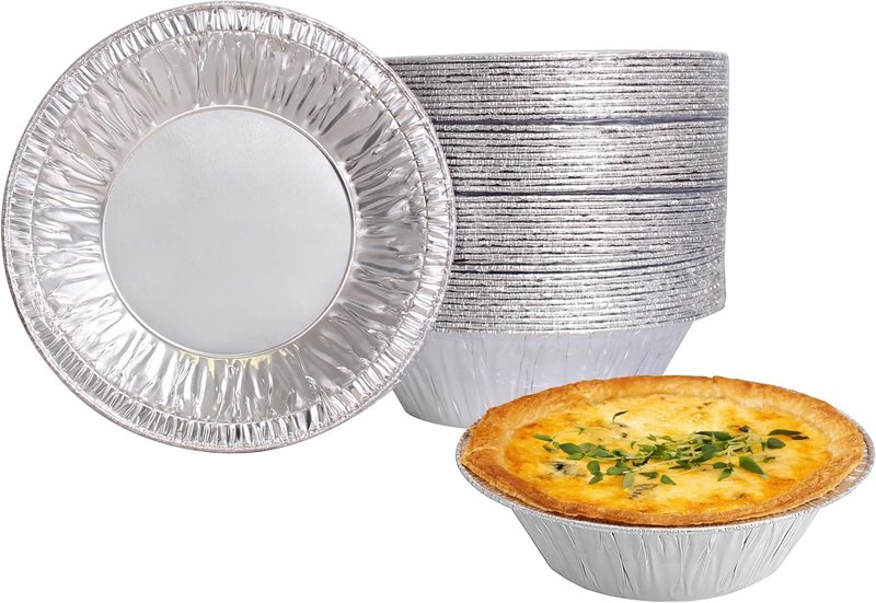 PARTY BARGAINS 12oz Aluminum Pie Pans - 50 Pack, 6-inch Disposable Round Mini Pie Pans for Pies, Tarts, Quiche (Max 240°C)