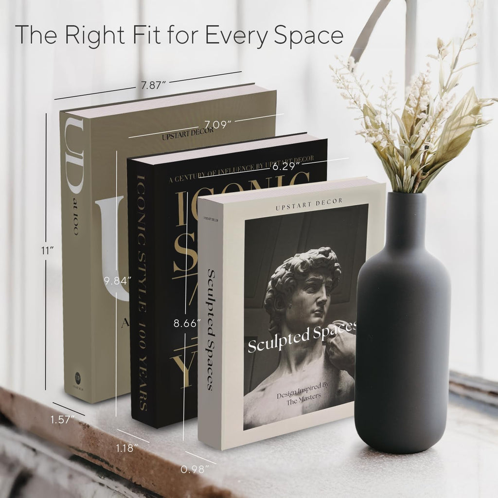 Regine Switzerland Aesthetic Decorative Books - Set of 3 Faux Designer Books for Mid-Century Decor | Minimalist Storage Box