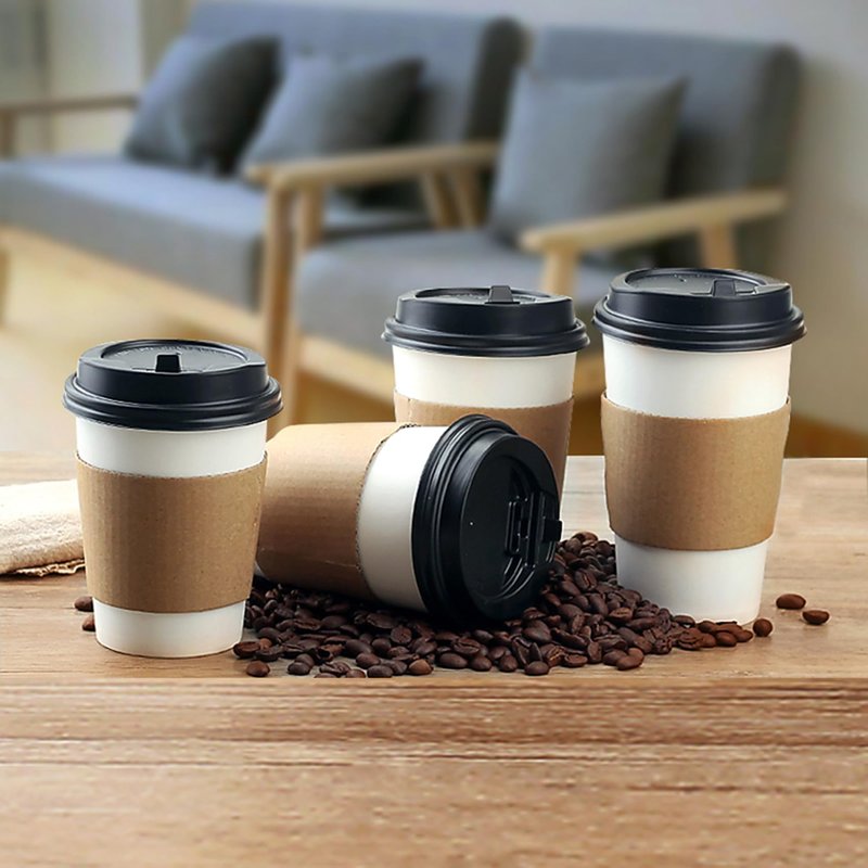 EchoDone Disposable Coffee Cup Sleeves for Hot or Cold Drinks Paper Corrugated Cups Jackets 200 Count Fit for 8oz 10oz 12oz 16oz Cups