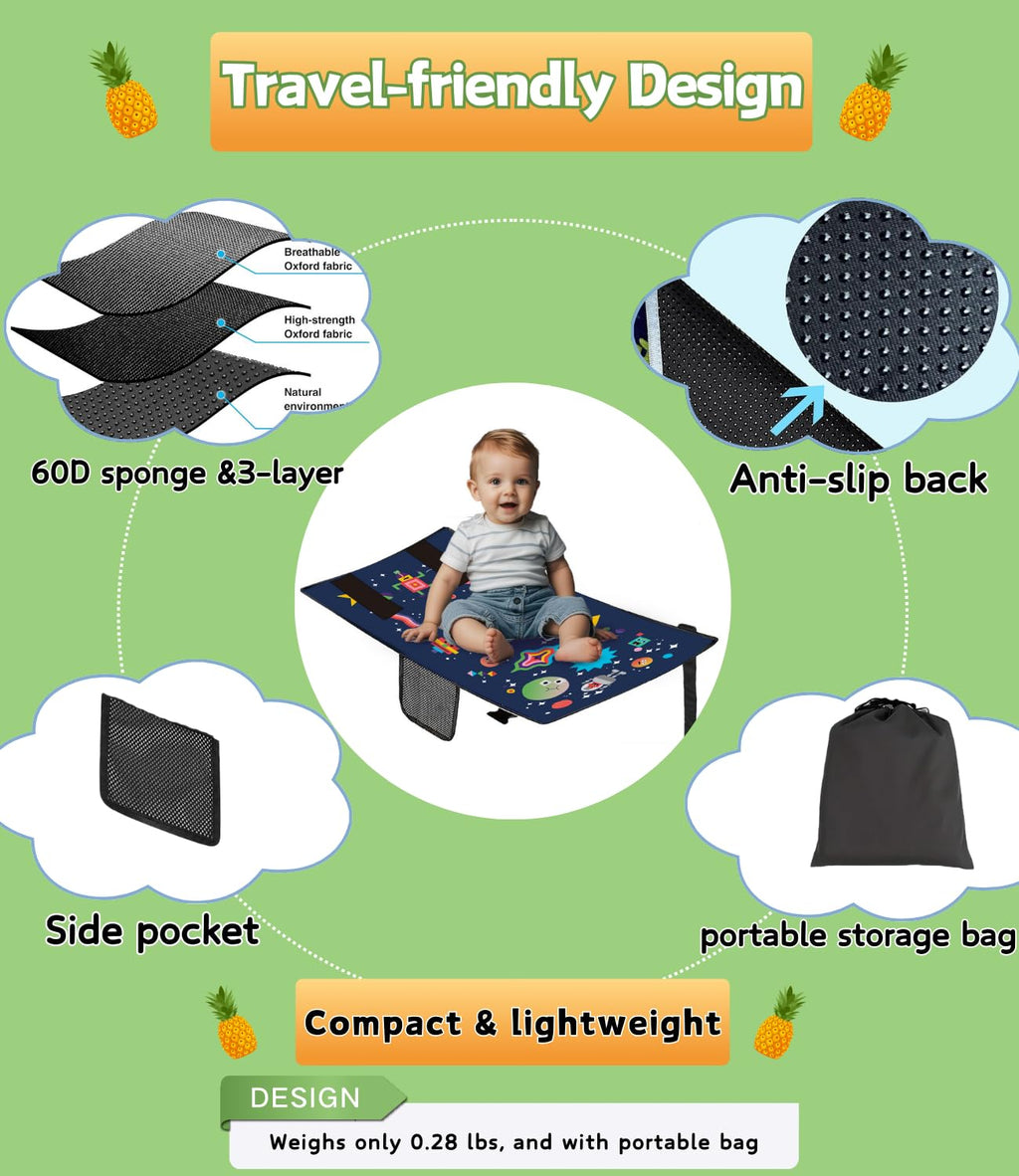 Toddler Airplane Bed for Toddler - 30×17in, Cute Cartoon Airplane Seat Extender for Kids, Portable Travel Bed for Airplane, Travel Essentials for Kids, Baby Travel Footrest for Plane Flying for 1-3
