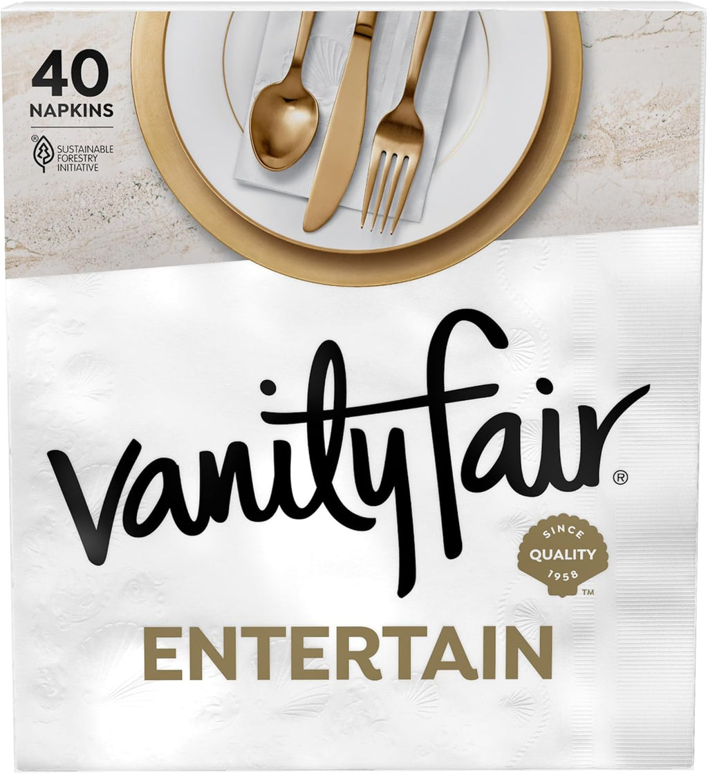 Vanity Fair Disposable Entertain Paper Napkins - 40 Count | Perfect for Events & Gatherings