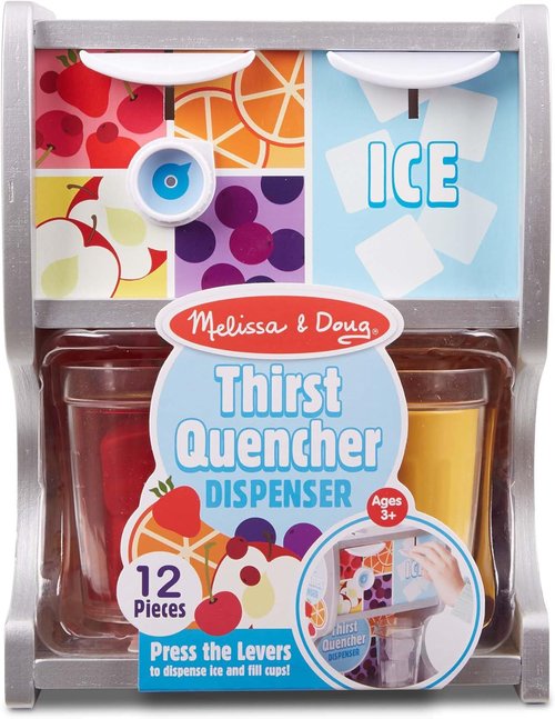 Melissa & Doug Wooden Drink Dispenser - Thirst Quencher with Juice Inserts & Ice Cubes | Preschool Learning Toy for Kids 3+