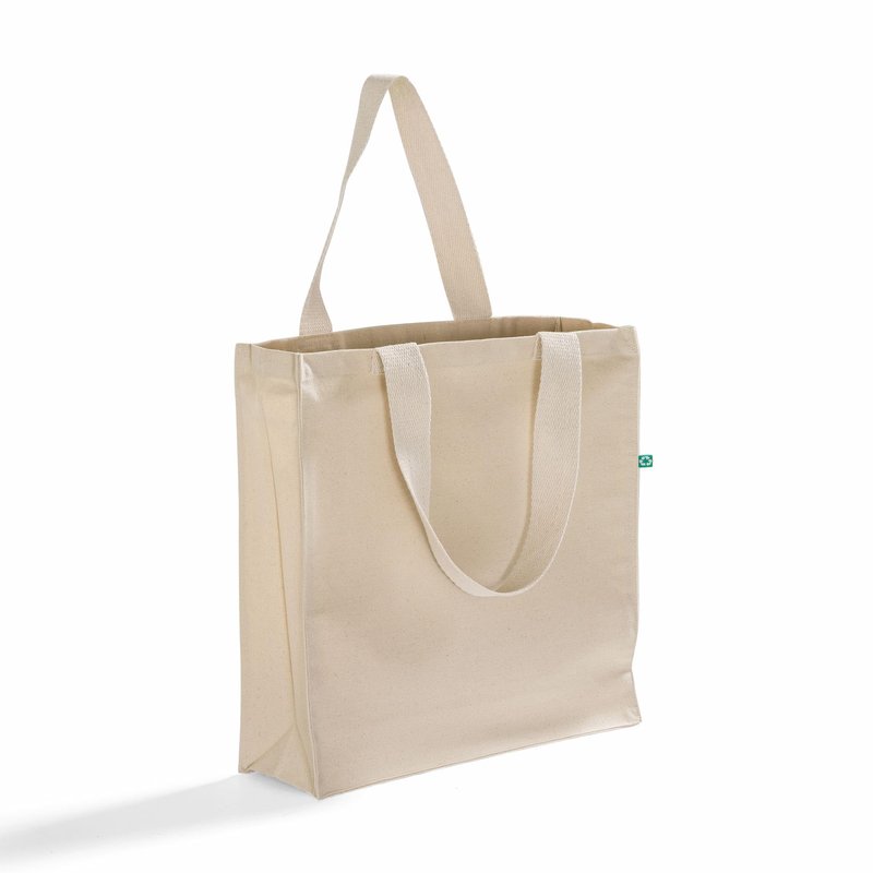 Recycled Canvas Tote Bags – 100% Eco Cotton, 12oz Heavyweight Fabric – 14x15x4" Reusable Shopper Totes – Multipack of 6, 12, or 24 – Natural, Ash Grey, Charcoal (6, Natural)
