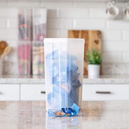 IRIS USA Vertical Storage Containers - Stackable Plastic Bins with Lids for Home & Office Organization | Clear, 6 Pack