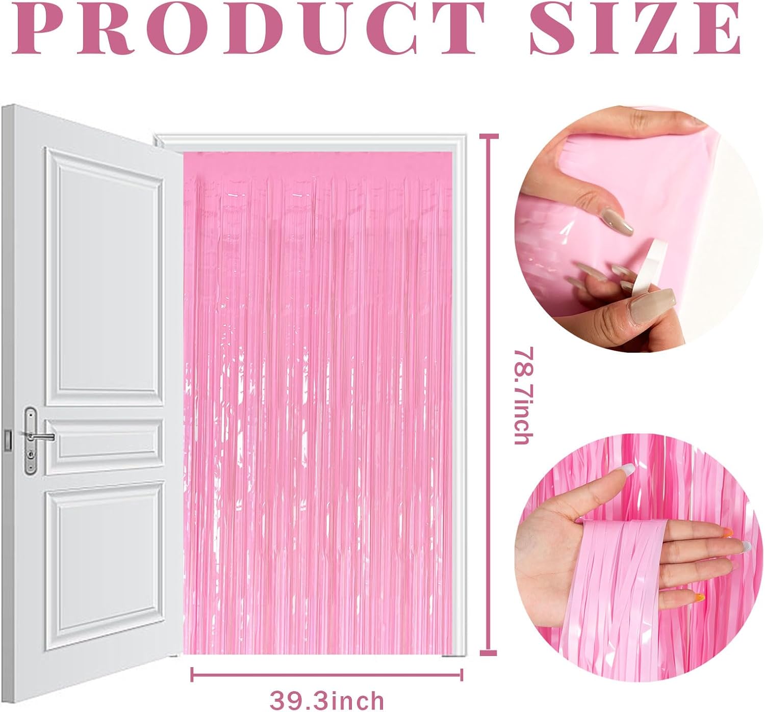 Skiennix 20 Pack Pink Tinsel Curtain Backdrop - Foil Fringe Decorations for Birthday & Graduation Parties