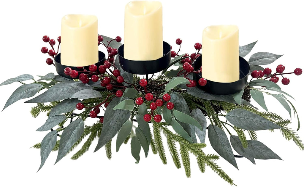 Regine Switzerland 22-Inch Christmas Candle Holder - 3-Tray Centerpiece for Holiday Table Decor