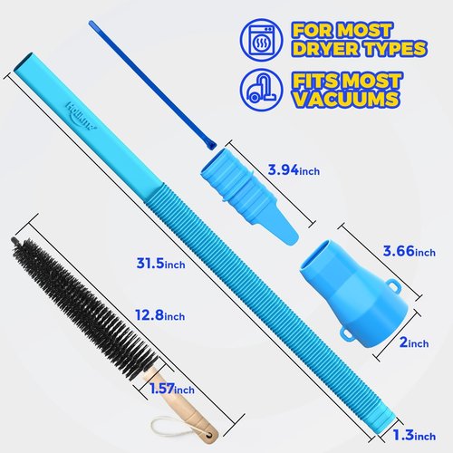 Holikme Dryer Vent Cleaner Kit - 3 Essential Tools for Quick Lint Removal | Compatible with Most Vacuums