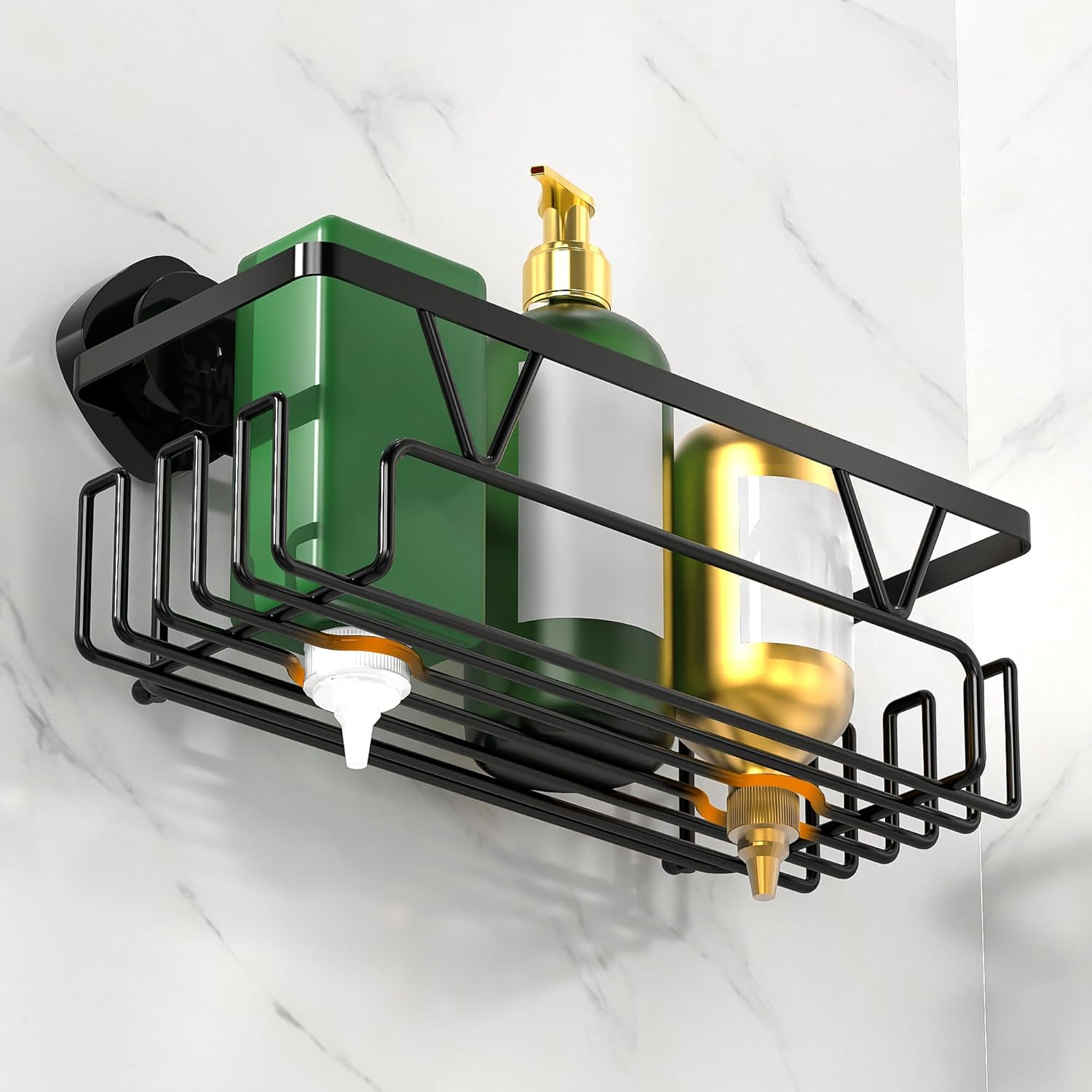 ZUNTO Shower Caddy - 3-Piece Suction Cup Organizer Set with Soap Holder & Hooks | No-Drill Bathroom Shelves