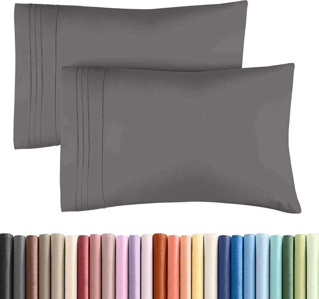 Standard Pillow Cases by Skiennix - Ultra-Soft Hotel Quality - Comfy, Wrinkle-Free, Stain & Fade Resistant - Dark Grey, Set of 2