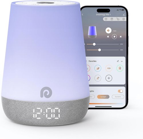 Dreamegg Nite 1 - Baby Sound Machine with Night Light & Sleep Trainer | 34 Soothing Sounds, App Control