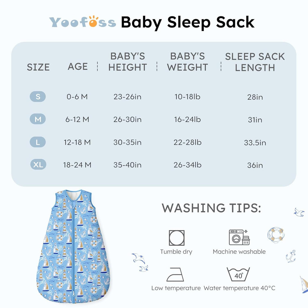 Yoofoss Baby Sleep Sack | 1.5 Tog Organic Cotton Wearable Blanket for Infants 0-6 Months