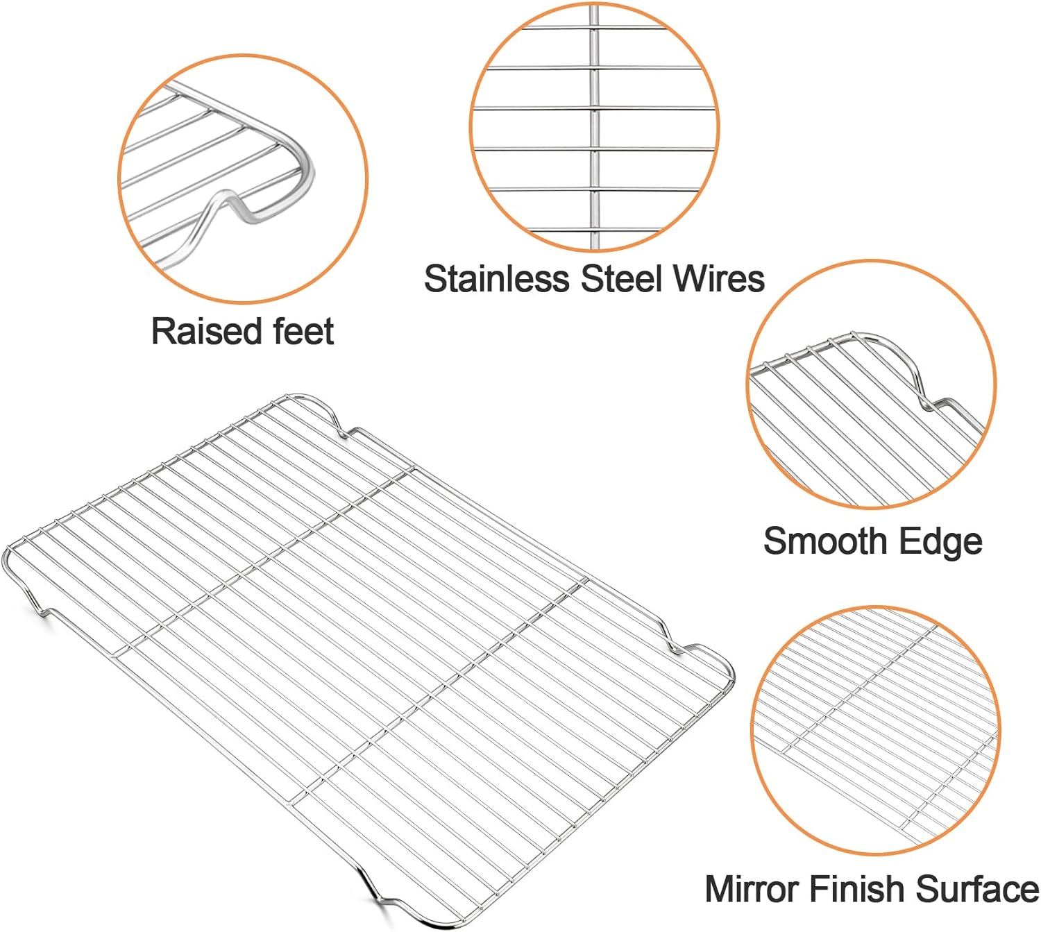 TeamFar Stainless Steel Baking Sheet Set - Heavy Duty Cookie Pan with Cooling Rack | 17.6 x 13 x 1 Inch, Dishwasher Safe - Set of 4