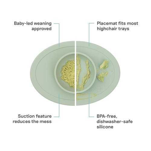 ezpz Tiny Bowl - Sage Silicone Suction Bowl for Infants | Fits All Highchair Trays - Perfect for Baby-Led Weaning