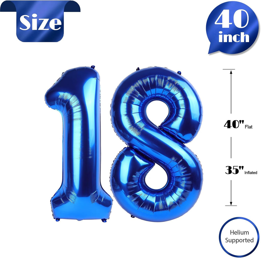Number 18 Balloon by [Brand Name] - 40 Inch Navy Blue Birthday Decoration for 18th Celebration