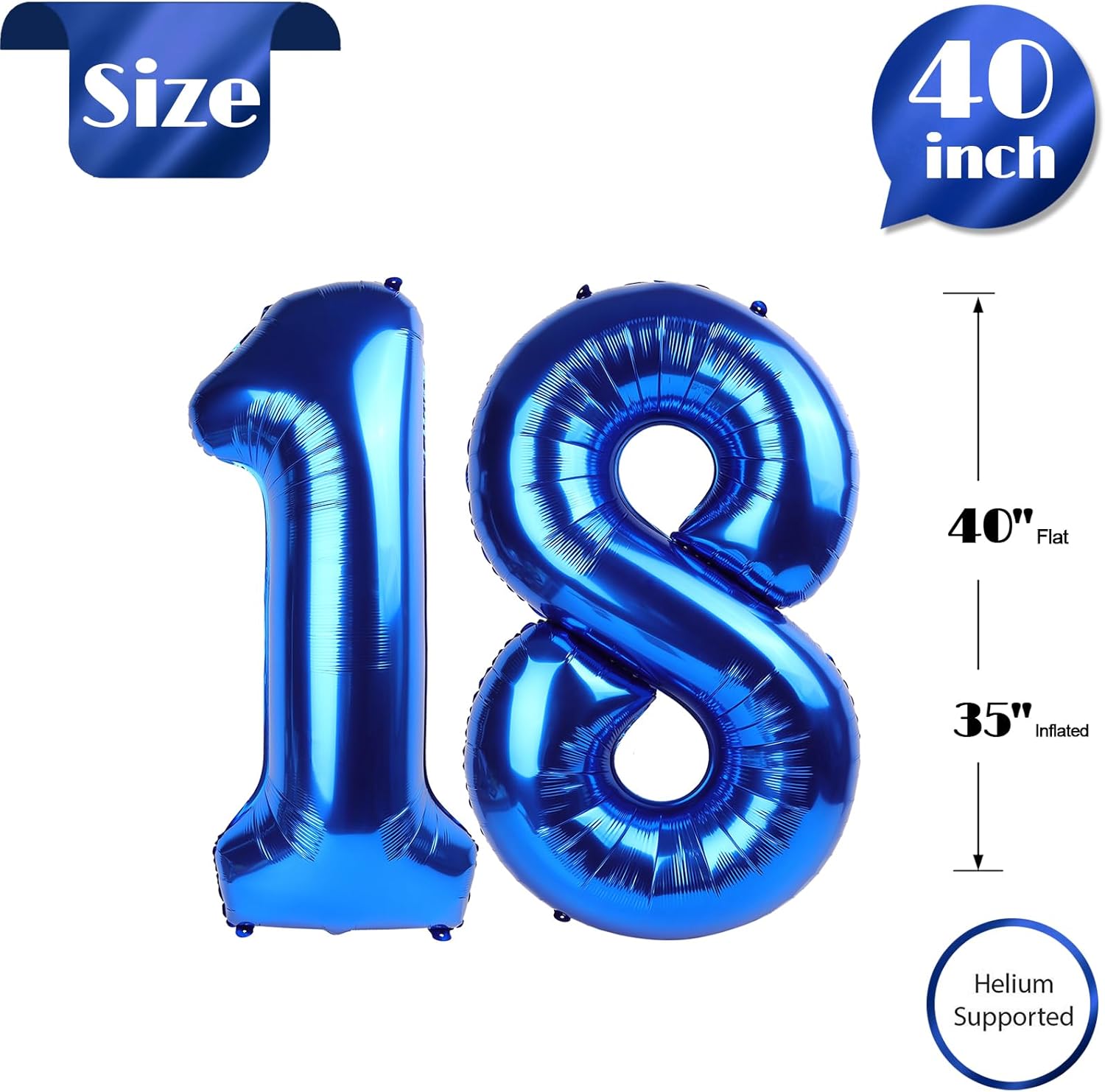 Number 18 Balloon by [Brand Name] - 40 Inch Navy Blue Birthday Decoration for 18th Celebration