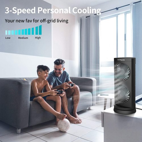 Dr. Prepare Desk Fan - Portable Oscillating Tower Fan with 3-Speed Options | 110° Oscillation, 13 Inch