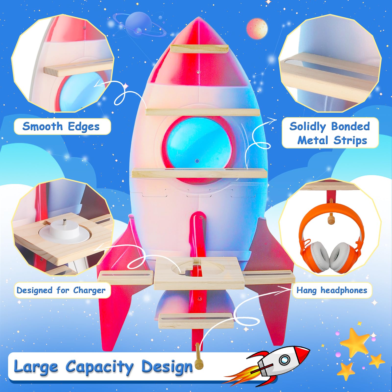 Taladad for Toniebox 2/1, Tonie Shelf Wall Mounted,Tonies Figures Tonies Storage,Magnetic Wooden Floating Shelves Compatible with Tonie Box Player Character for Children Room