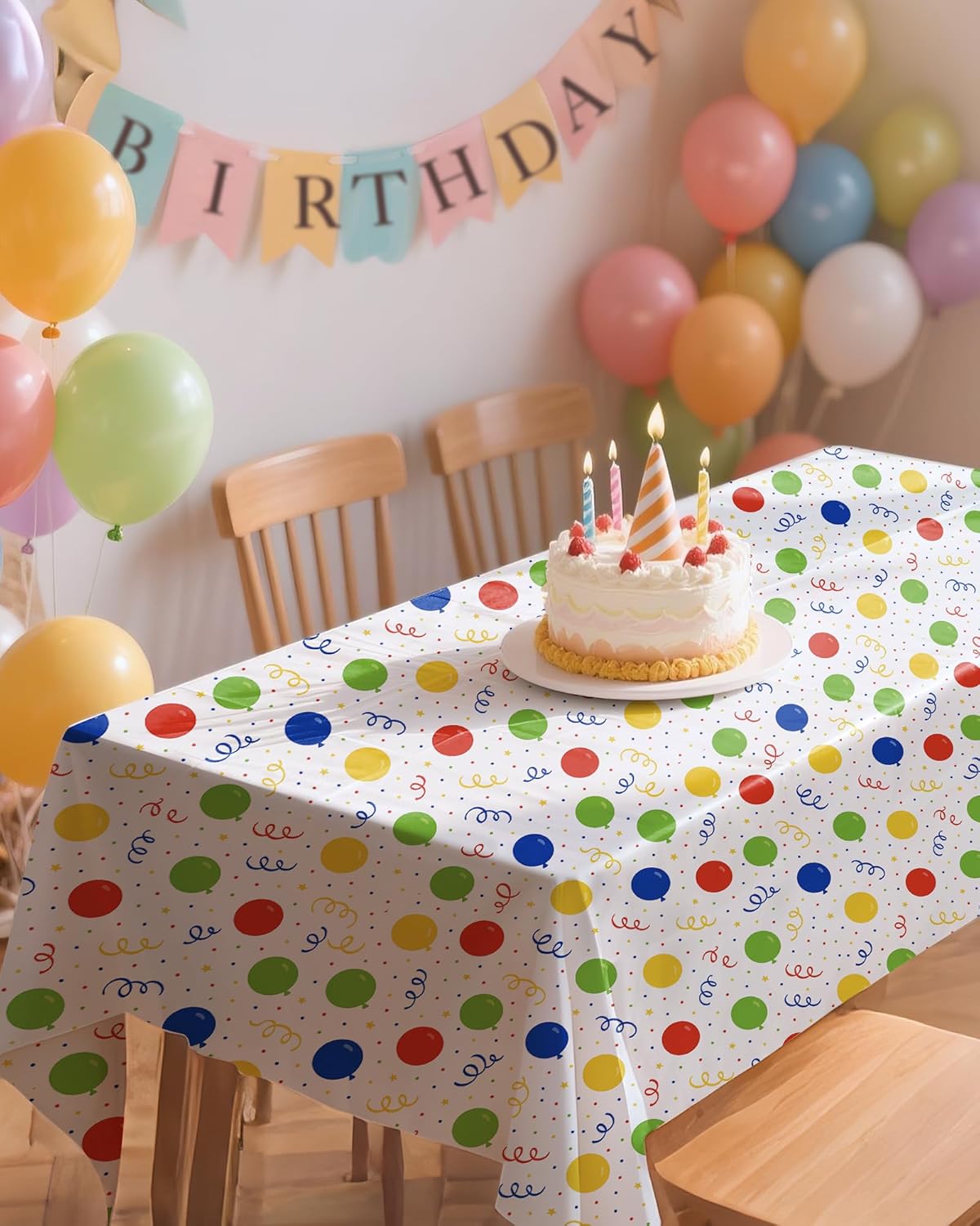Niuara Rectangle Tablecloth - 54'' x 108'' Disposable Plastic Cover for Holiday Parties | 4-Pack
