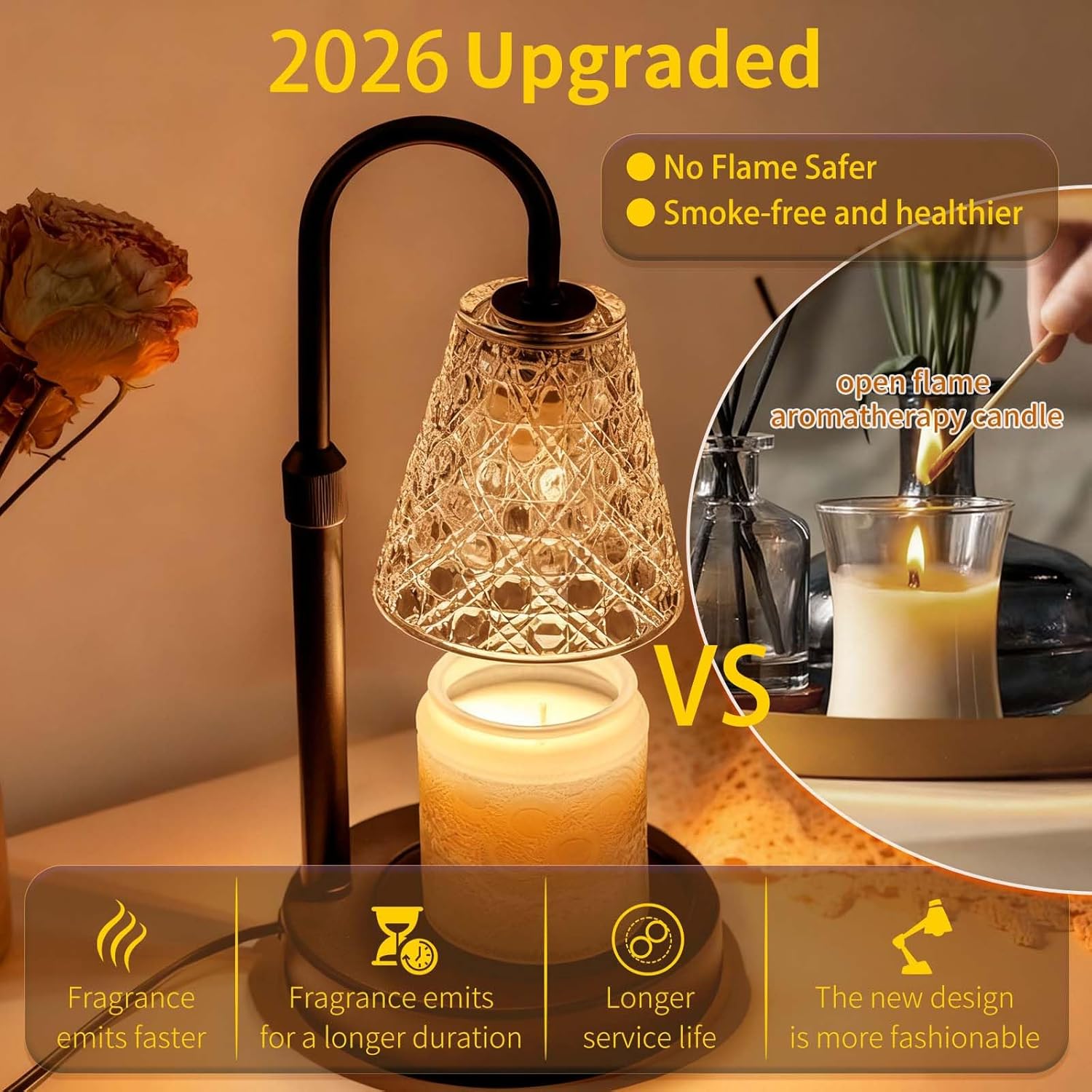 Skiennix Candle Warmer Lamp - Dimmable with Timer | Perfect Gift for Women & Home Decor, Includes 2 Bulbs