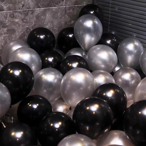 Metallic Silver & Black Balloons by [Brand Name] - 67pcs 12 Inch for Birthday, Baby Shower & Wedding Decor