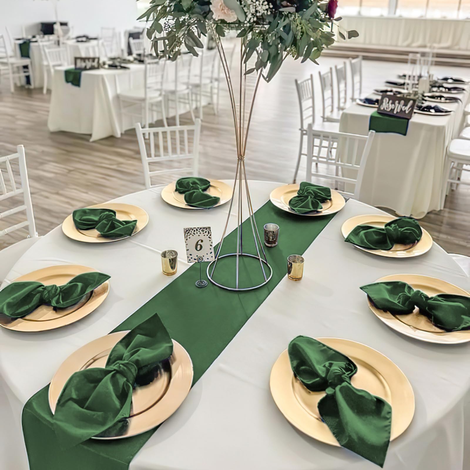 B-COOL Set of 10 Satin Table Runner Forest Green 12x108 inch Smooth Silky St. Patrick's Day Table Runner for Wedding Brithday Reception Party Banquet Decoration