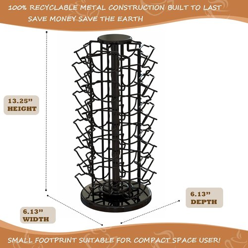 Blacksmith Family Coffee Pod Holder - 360° Revolving Organizer for 40 Nespresso Vertuo Pods - Piano Black