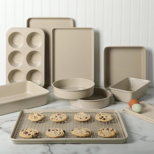 Martha Stewart Gallen 10-Piece Non-Stick Bakeware Set | Ceramic, PFA-Free & Non-Toxic - Taupe