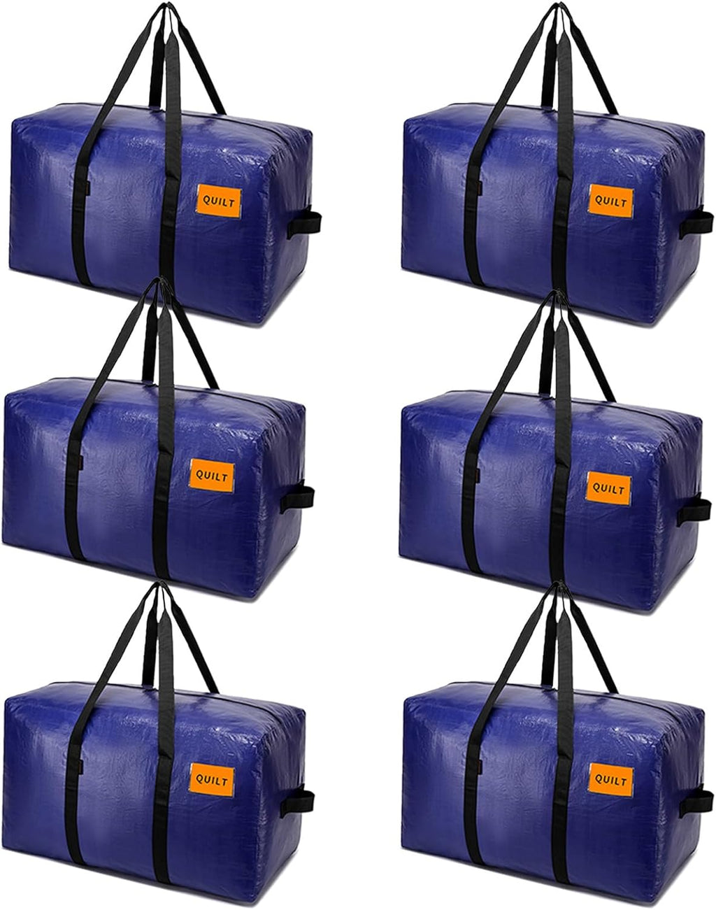 Skiennix 6 Pack Moving Bags - Heavy Duty Extra Large Storage Totes with Zippers & Sturdy Handles | Blue