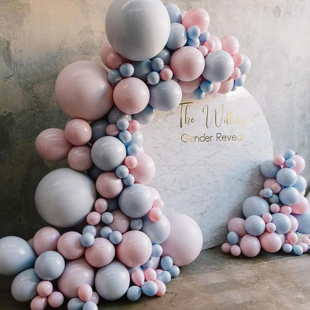 Voircoloria Dusty Blue Balloons - 130pcs in Various Sizes for Baby Showers, Weddings & Parties