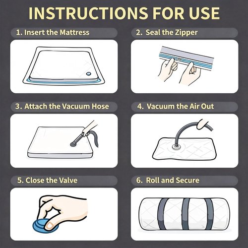 Memory Foam Mattress Vacuum Bag - Heavy Duty Compression Storage Bag with Straps | Twin/Twin-XL