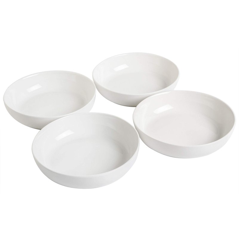 Gibson Home Zen Buffet 4-Piece 41oz Salad Bowls Porcelain Ceramic Chip and Scratch Resistant Pasta Bowl, Serving Bowls, Soup Bowls Set, Large Capacity, Dishwasher & Microwave Safe White