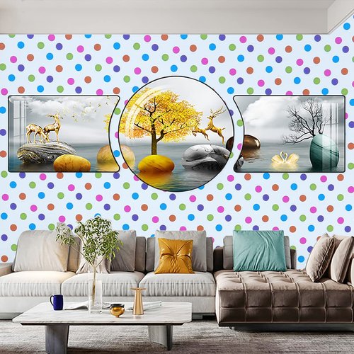17.7" x 117" Colorful Dot Contact Paper Self Adhesive Shelf Liner Sticker Peel and Stick Polka Dot Wallpaper Self Adhesive Vinyl Contact Paper for Wall Bed Room Furniture Kitchen Cabinet Countertop