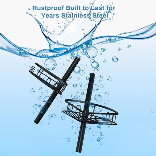 Cutefafa Rustproof Corner Shower Caddy - Adjustable Tension Pole with 4 Large Baskets & Towel Bar | 23.6 to 114.5 Inch