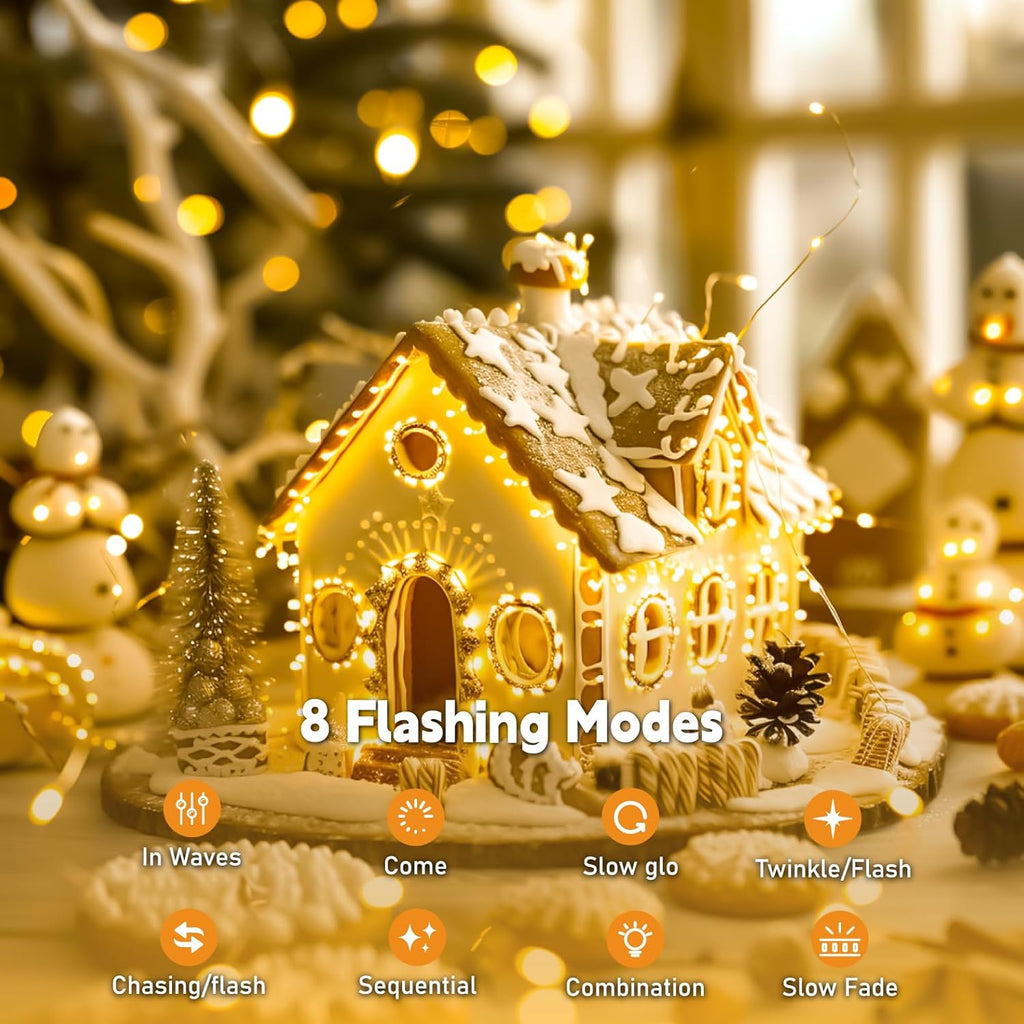 ZSJWL Rechargeable Fairy Lights - 16FT 50LED String Lights with DIY Timer & 8 Modes | Warm White Indoor Decor