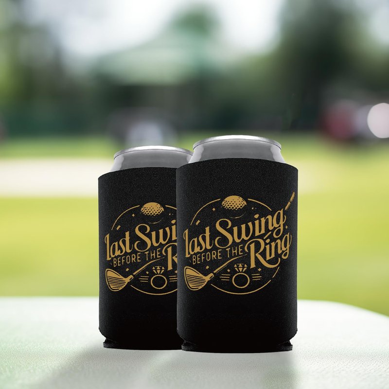 Brosash Last Swing Before the Ring Can Coozies – 8-Pack Bachelor Party Golf Coolers for Groom & Groomsmen | Funny Beer Coolies Golfing Weekend Groom To Be Wedding Gifts Groomsman Proposal Box Ideas