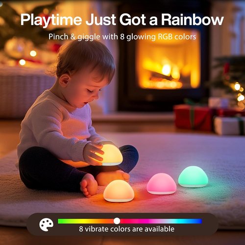 JolyWell Baby Night Light - Soft Silicone Tap Control Lamp with 8 Color Changing Options | Rechargeable & Dimmable