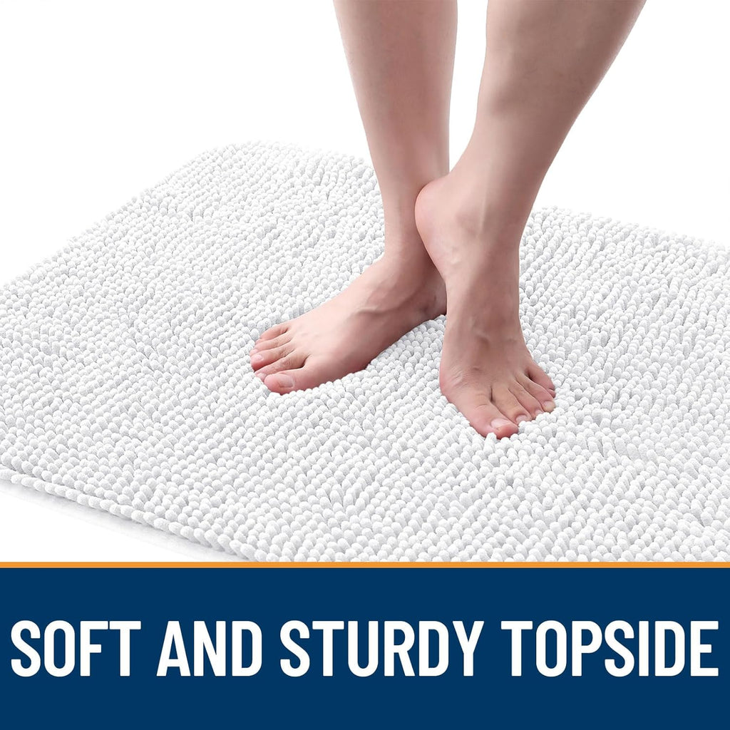 OLANLY Dog Door Mat - Absorbent Non-Slip Chenille Mat for Muddy Paws | 44x24 Inches, Quick Dry, White
