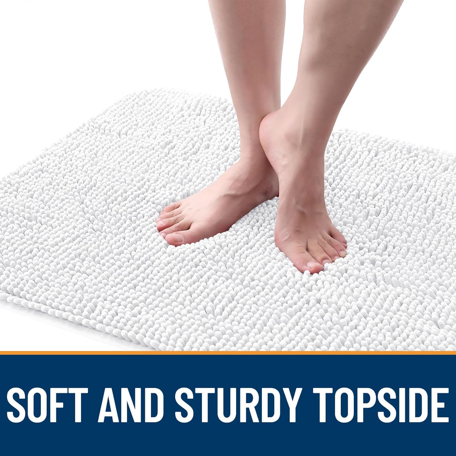 OLANLY Dog Door Mat - Absorbent Non-Slip Washable Doormat for Muddy Paws | 30x20 Inches, Quick Dry Chenille, White